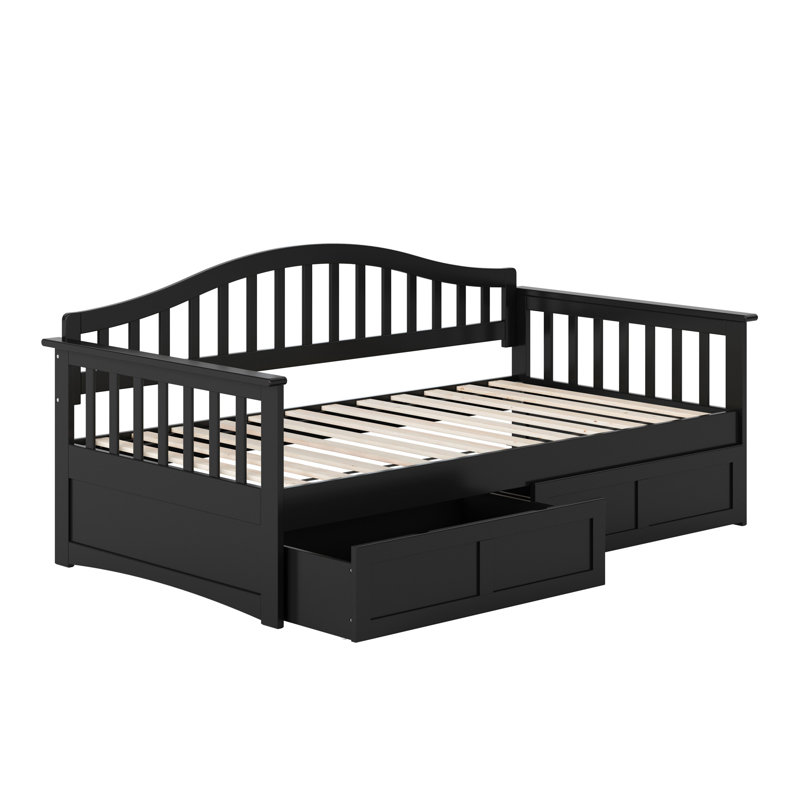Lit de jour en bois avec tiroirs de rangement Mission, Black