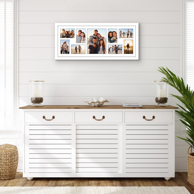 12X30 Collage Picture Frame - Fits One 8X10 Photo And Eight 4X6 Photos Or One 12X30 Photo, White