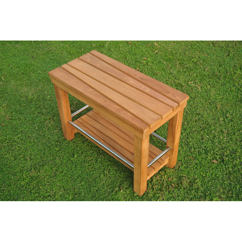 Macedo Rectangular Teak Outdoor Side Table , in. W 12'' in. D, 18" H x 12" L x 24" W