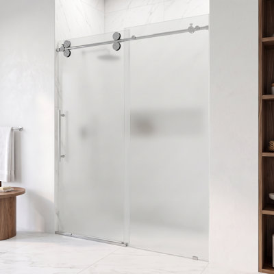 Porte de douche coulissante sans cadre avec verre givré 3/8 po l 56-60 po x H 74 po Elan