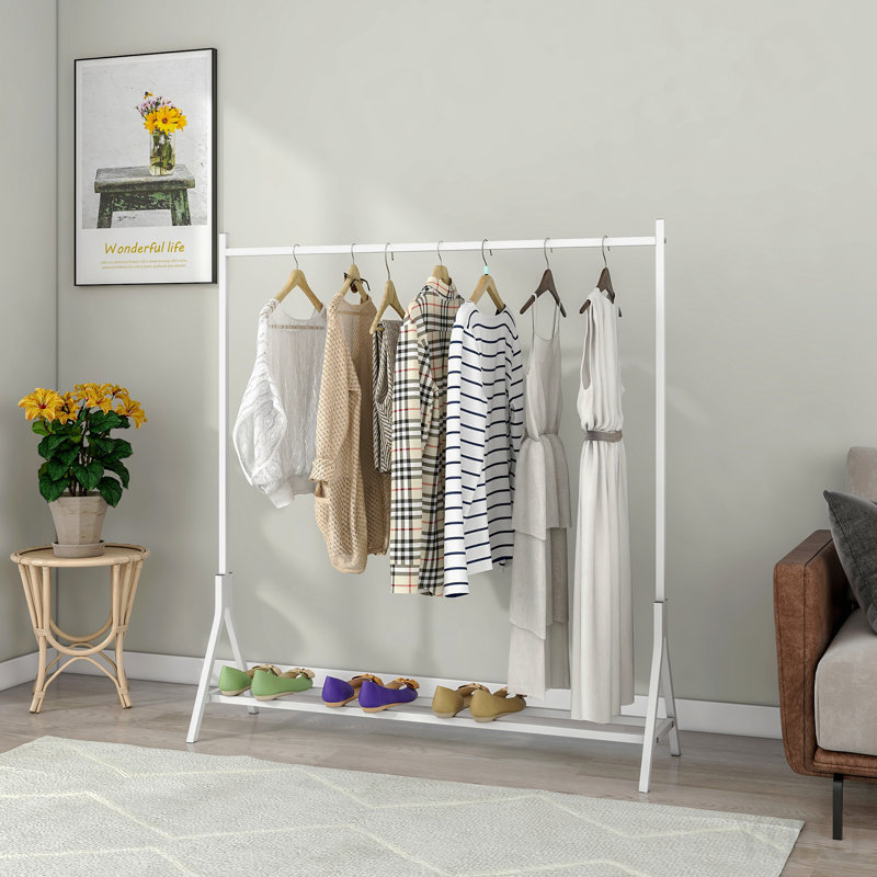 Porte-vêtements autoportant multifonctionnel à un poteau pour chambre à coucher, blanc, Blanc