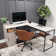 Khairi 60'' L-Shaped Lift Top Desk with Storage Cabinet, Executive Desk with Open Compartments and Adjustable shelfs