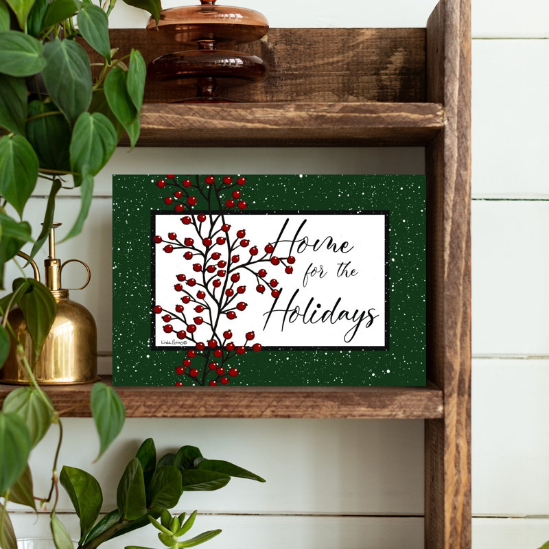 Home For The Holidays Modern Rustic Abstract Winter Architecture Wall Art, 12" H x 18" W
