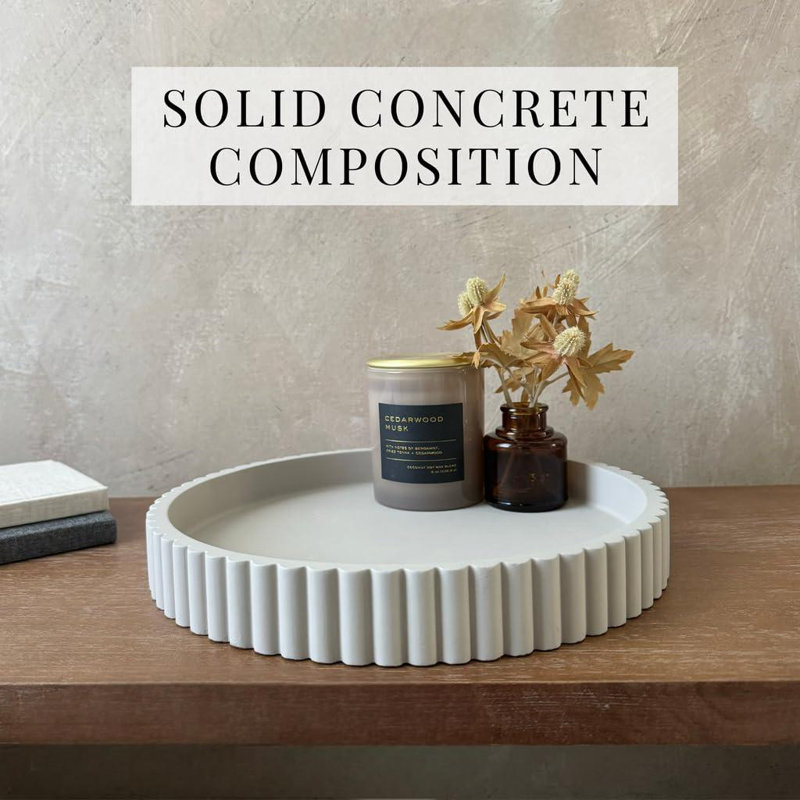Round Decorative Tray For Coffee Table Tray Decor - Concrete Round Tray Home Decor Tray - Table Trays Decorative - Bandejas Decorativas - Centerpiece Tray