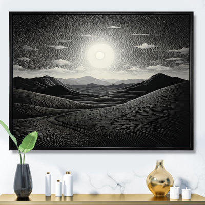 Désert majestueux pointillisme monochrome sur toile