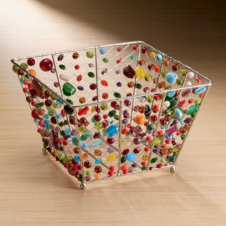 Decorative Beaded Wire Basket