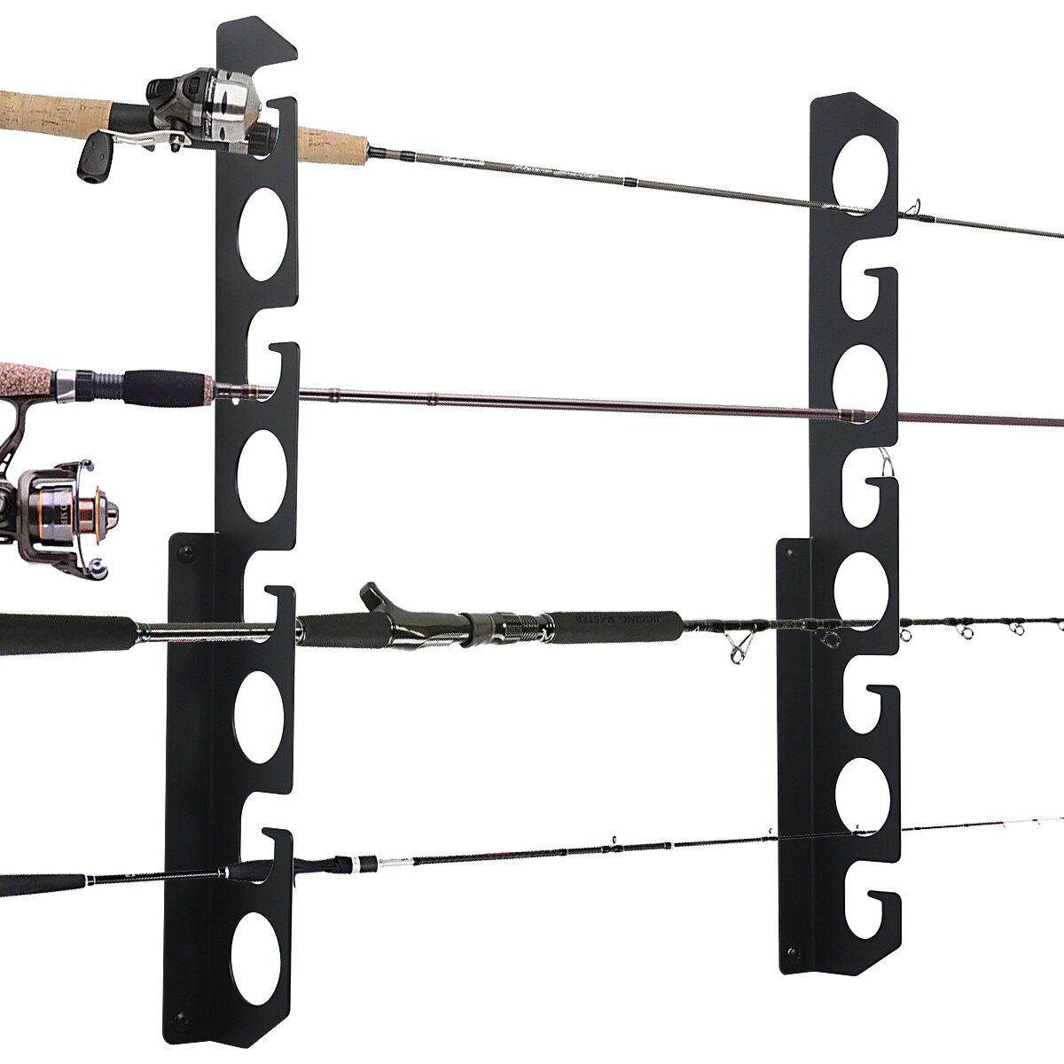 White Fishing Rod Holder 6 Rods Wall Mounted Fishing Pole Rack