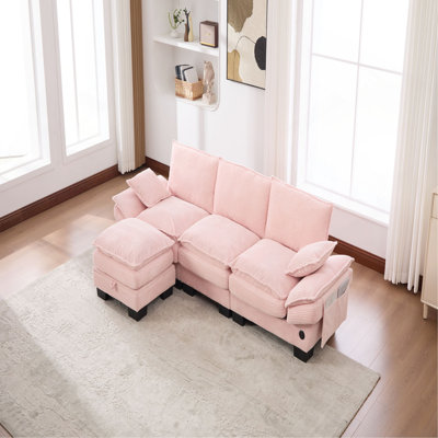 Canapé modulaire modulaire, canapé à assise profonde, canapé en velours côtelé, meubles rembourrés confortables pour le salon, appartement, studio, bureau, ayant plusieurs combinaisons
