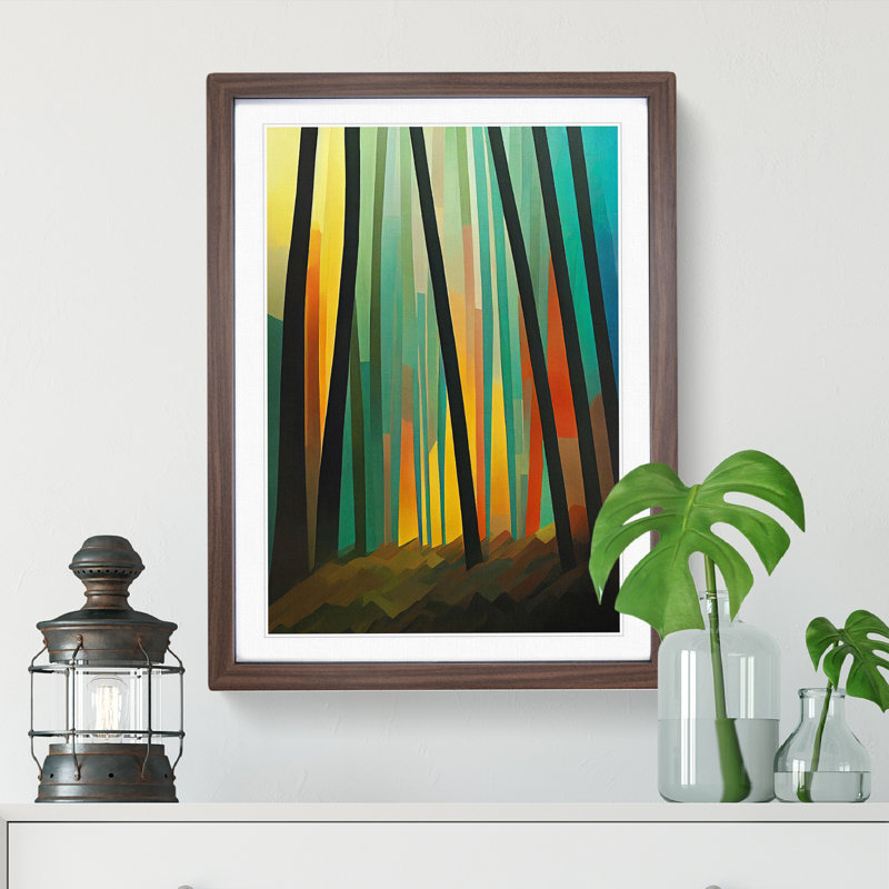 Unusual Forest Abstract - Wall Art, 36cm H x 27cm W, Walnut Picture Frame, White