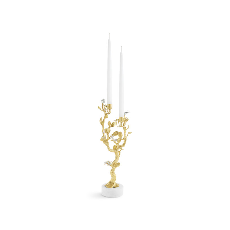 Lovebirds Silver & Gold Candelabra