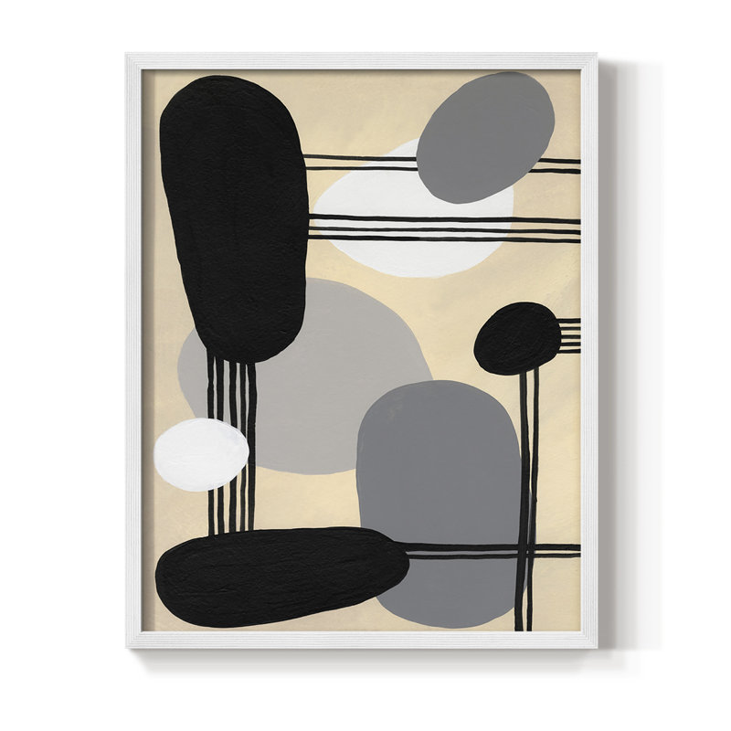 Interconnected Shapes I Framed Print - Solid Wood, 28" H x 22" W, White