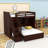 Twin over Full Wooden Loft Bed with Wardrobe, Built-In Shelving-404091483