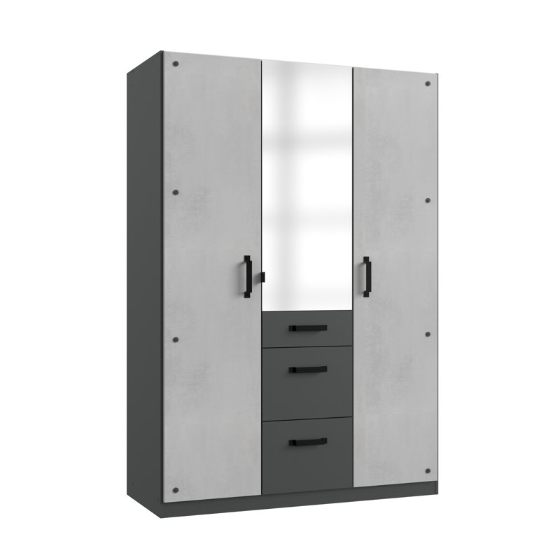 Ansgard 3 Door Manufactured Wood Wardrobe
