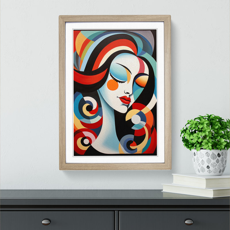 Pablo Picasso Op Art - Framed Print, Oak Framed, 64cm H x 46cm W x 2cm D
