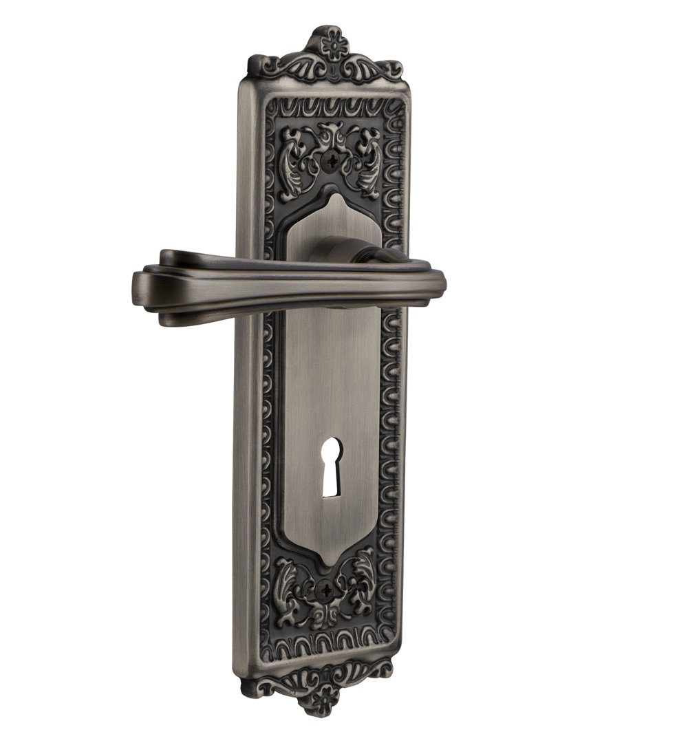 Egg & Dart Plate Privacy (Bed & Bath) with Decorative Keyhole and Fleur Lever Nostalgic Warehouse