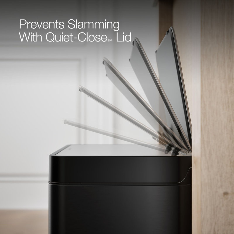 8-Gallon Compact Stainless Steel Step Trash Can, Black Stainless Steel