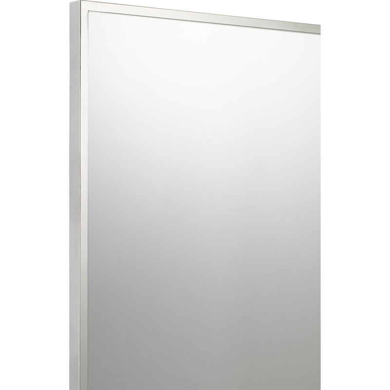 Metal Flat Wall Mirror, Polished Chrome