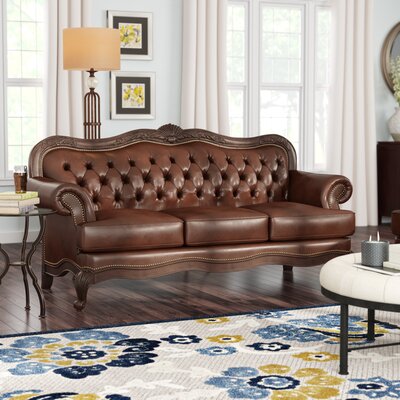 Smith 86"" Genuine Leather Rolled Arm Sofa -  Darby Home Co, DBHC2480 25981969