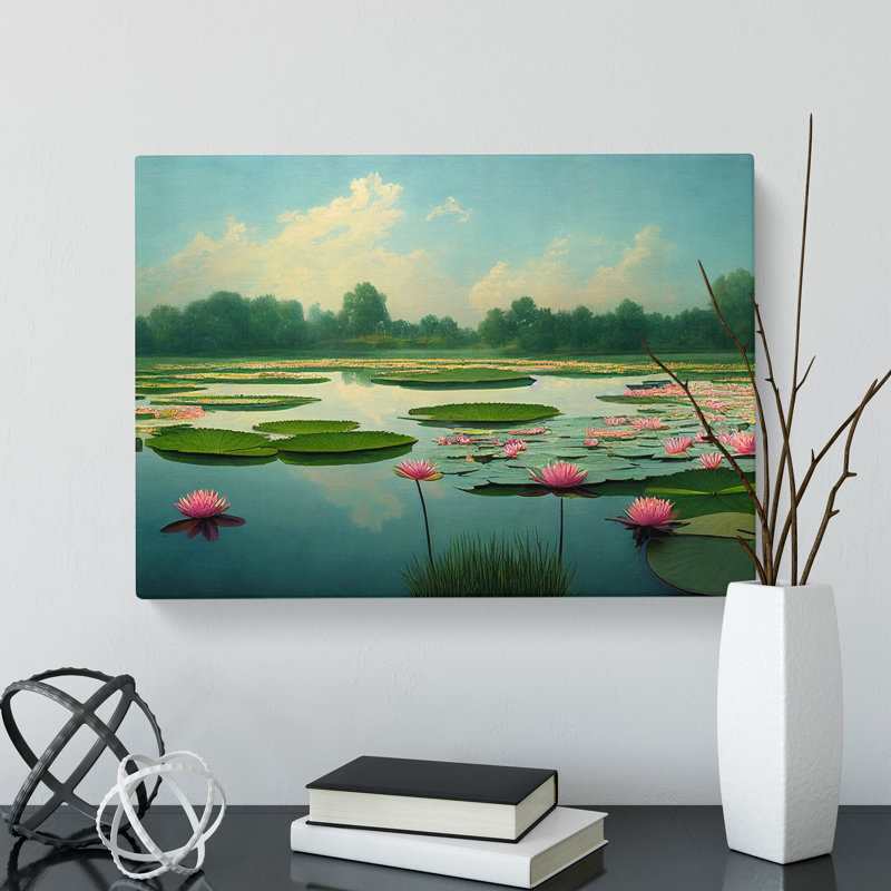 Great Water Lily Pond - Wrapped Canvas, 35cm H x 50cm W x 3cm D