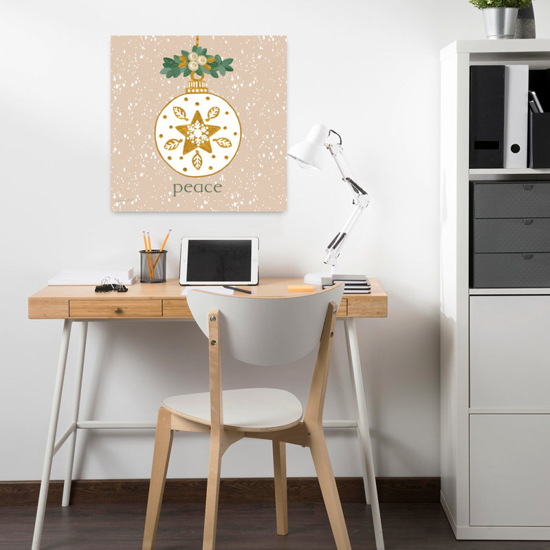 Ornement contemporain de paix enneigé avec art des fêtes de Noël, H 18 po x l 18 po