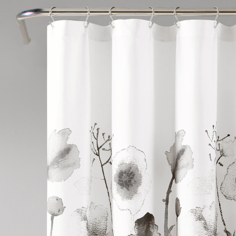Zuri Floral Single Shower Curtain, White