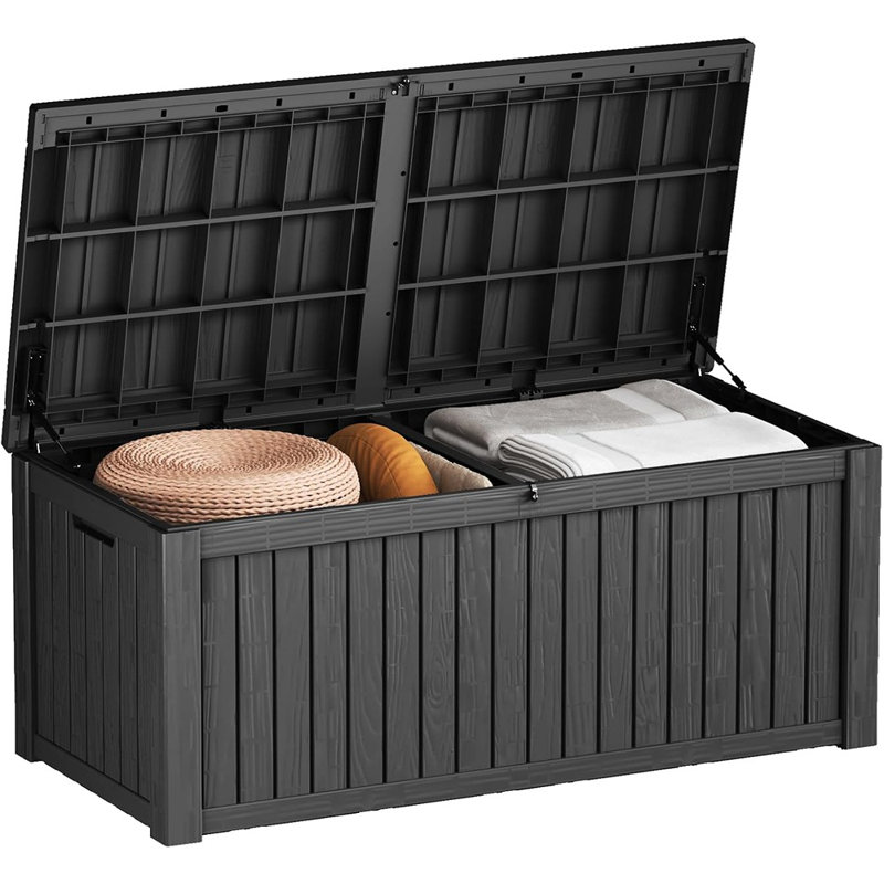 Coffre de terrasse, coffres de rangement extérieurs verrouillables pour jardin ..., Noir, H 60 po x l 25 po x P 21 po
