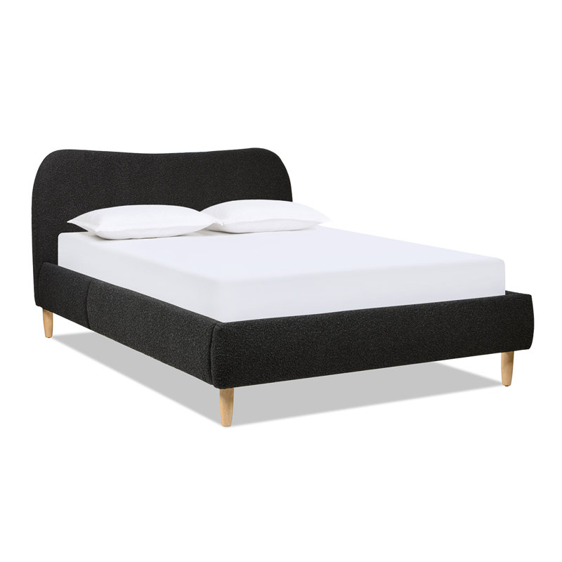 Lit tapissier Derte, Grand, Bouclé noir