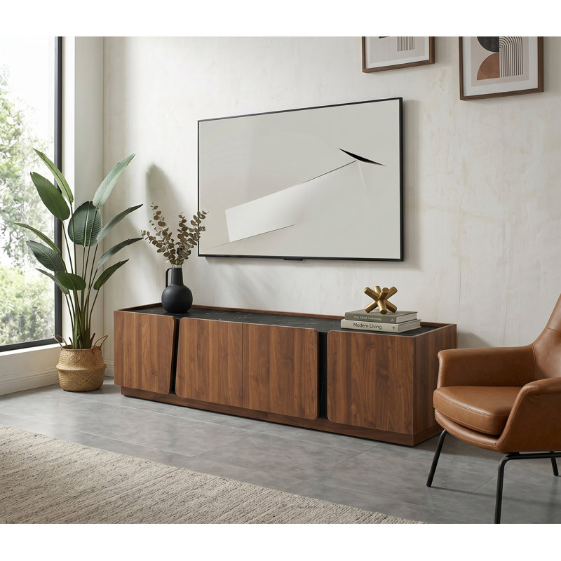 Meuble télé 74,8 po Modern, meuble télé pour téléviseur de 75 po ou moins, meuble audio-vidéo, Walnut