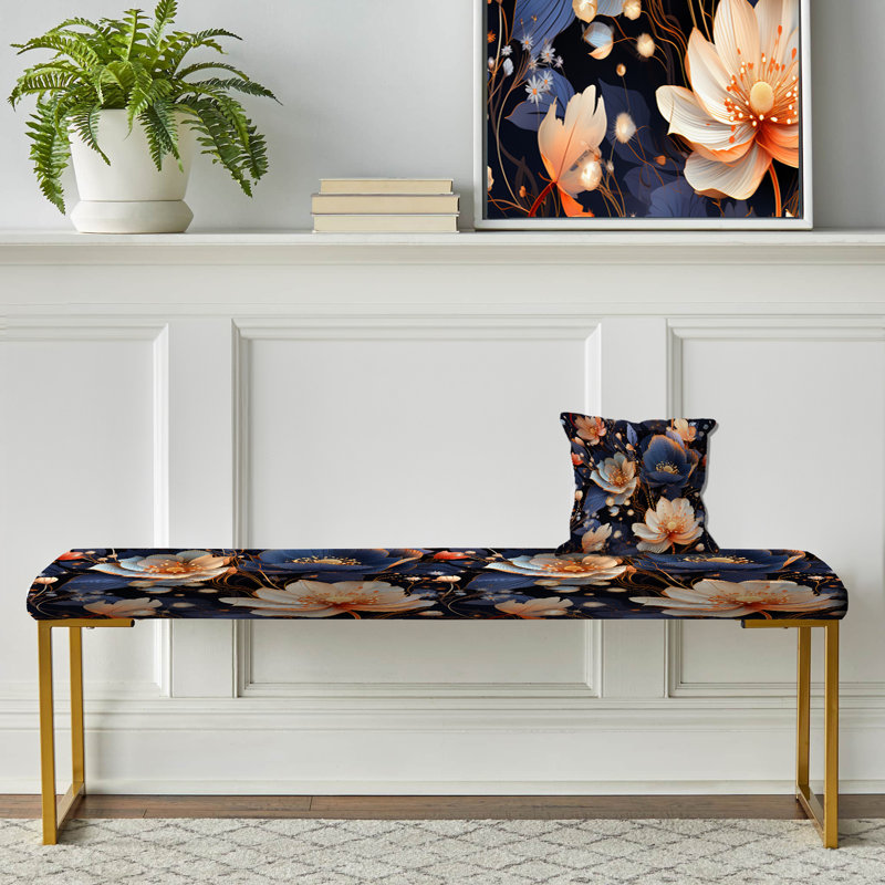 Banc floral rembourré or, Greig