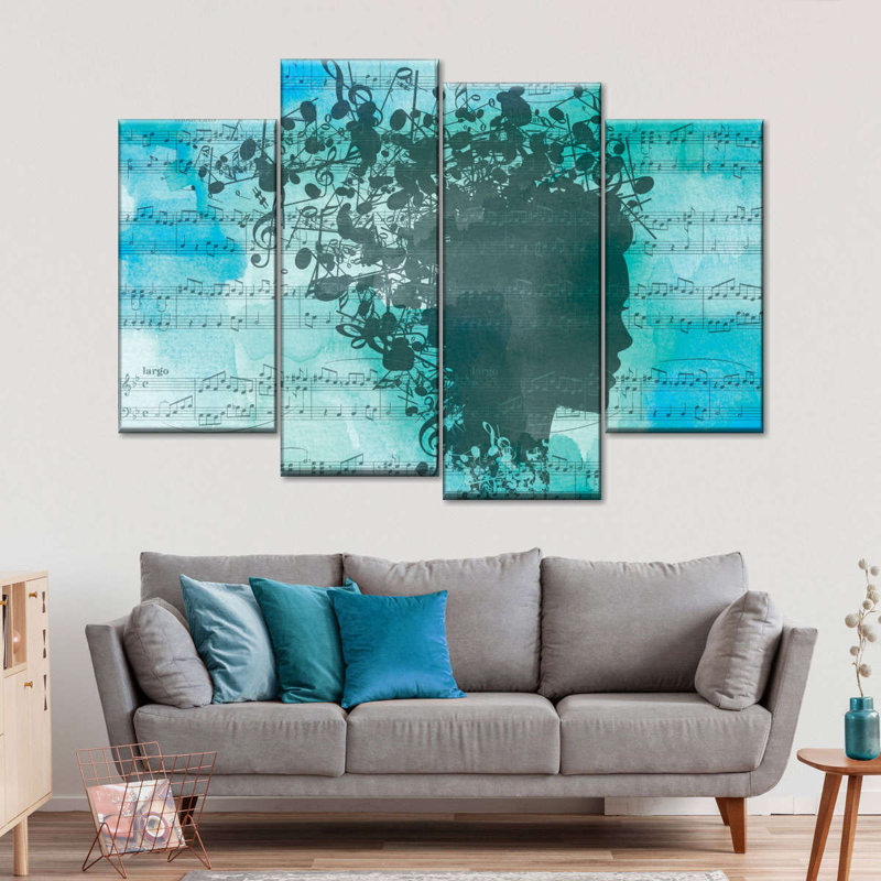Abarca Music Harmony In My Head On Canvas, reproduction de 4 pièces, H 54 po x l 84 po x P 1 po