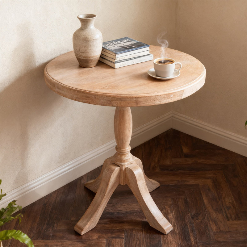 Table de bout ronde en bois 23,6 po