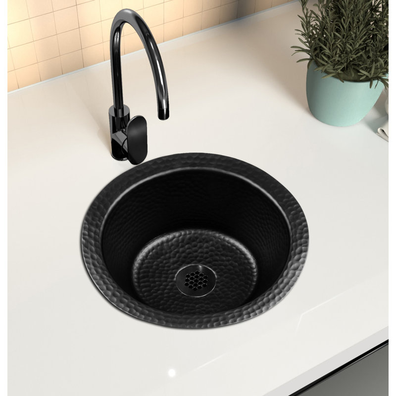 Aluminum Hand Hammered Essex Dual Mount Single Bowl Bar Prep Sink 12", Black
