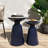 Metal S/2 End Tables In Navy Blue, Modern Design And Powder-Coated Iron Frame With Stable Pedestal Framework, 14.62"X14.62"X20.98" & 12.00"X12.00"X17.25", Assembly Required Structure,