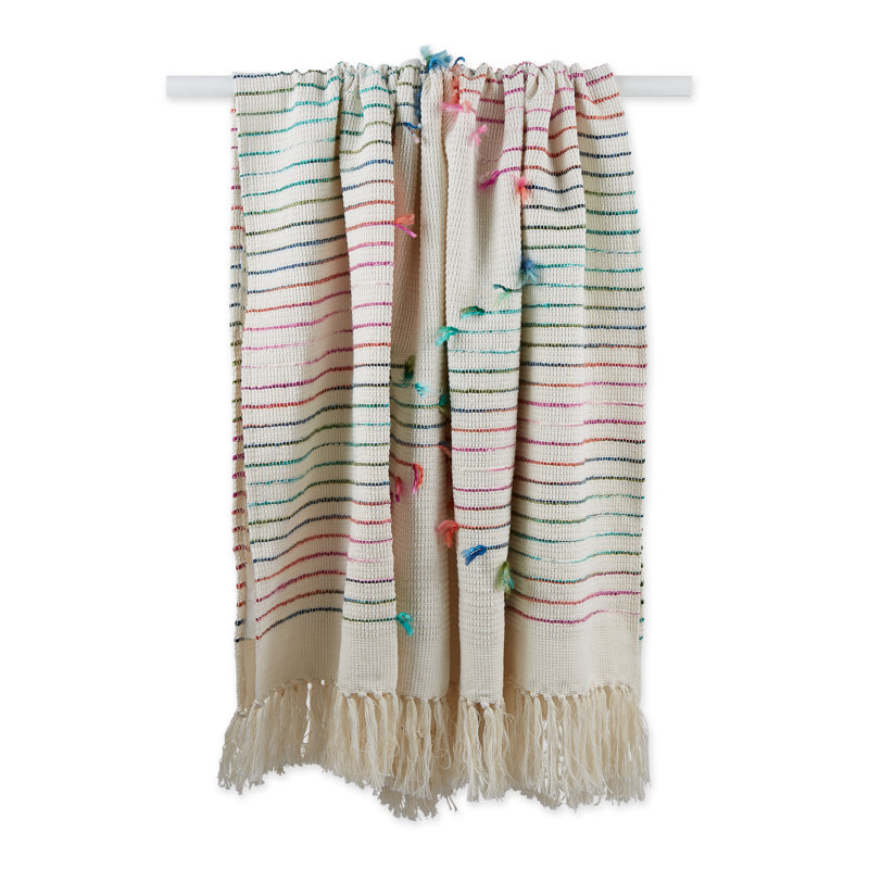 Jeté en coton imprimé diamant, Multicolore