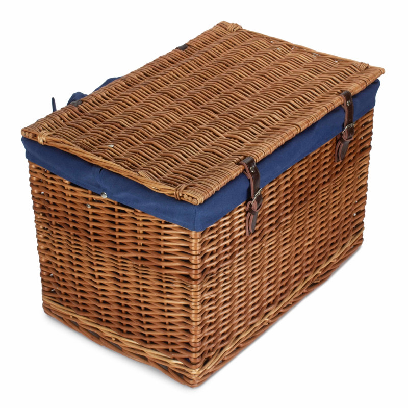 August Grove Wicker Decorative Basket, Double Steamed/Navy Lining 