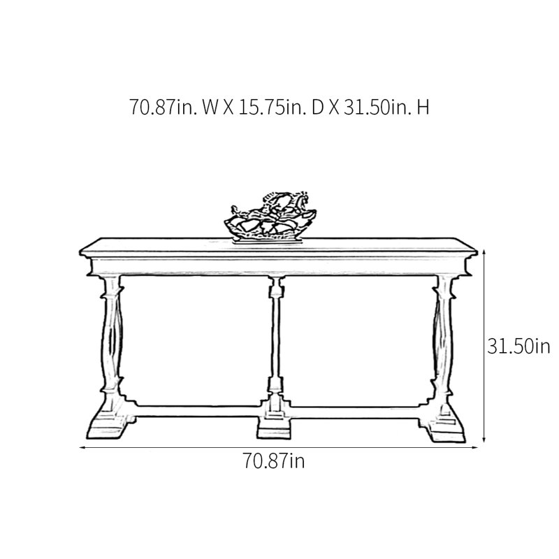 Console Retro Classical, H 31,5 po x l 70,87 po x P 15,75 po, Noir