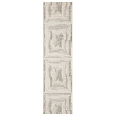 Tapis rayé ivoire / beige Quillan