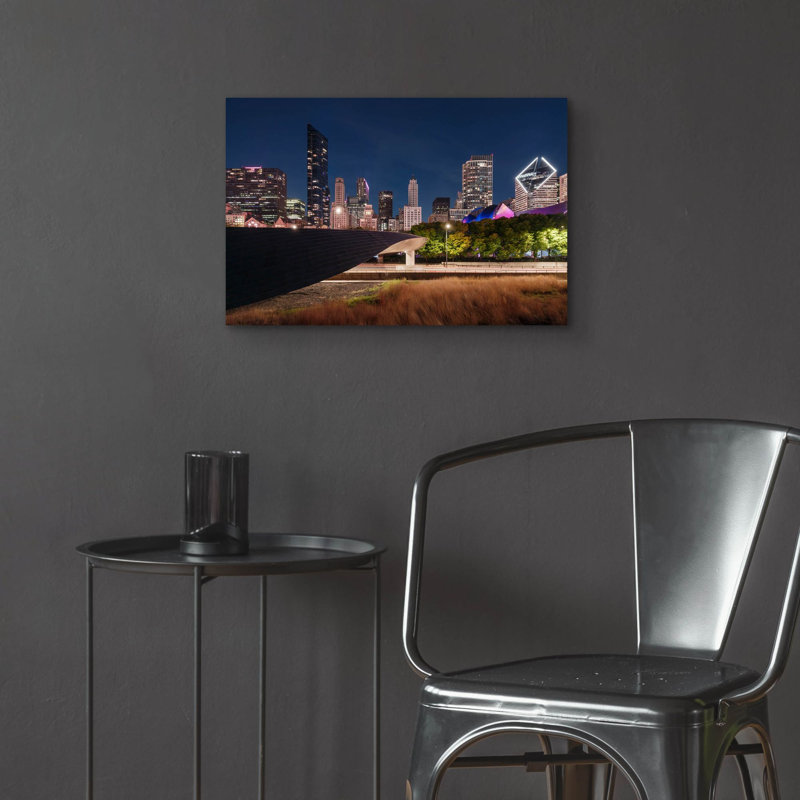 Art mural en verre acrylique 24 po x 16 po «Chicago Millennium Bridge 2» par Epic Portfolio, H 16 po x l 24 po