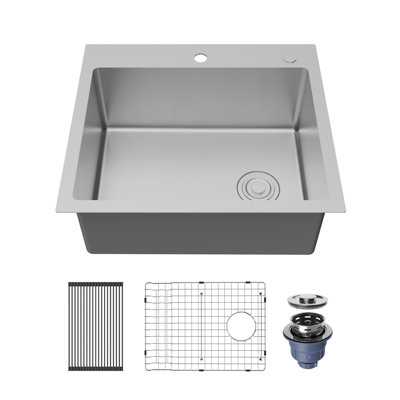 Évier de cuisine à simple cuve en acier inoxydable 28 po x 22 po Karran Fusion
