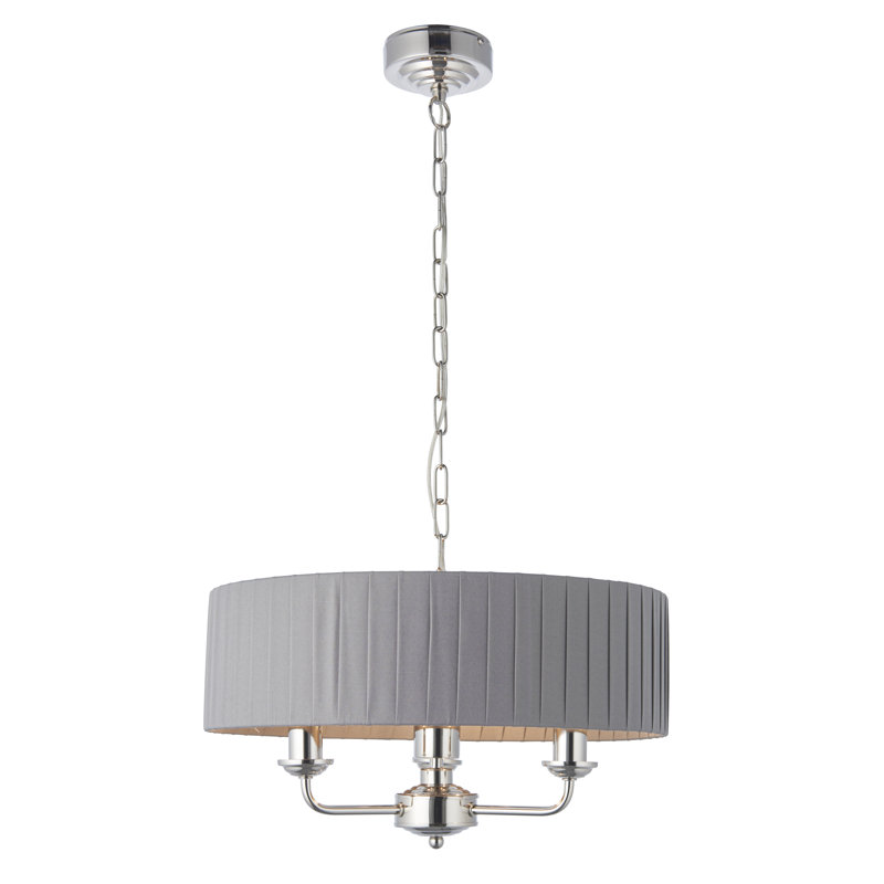 Landover 3 - Light Drum Chandelier, Charcoal, Bright Nickel