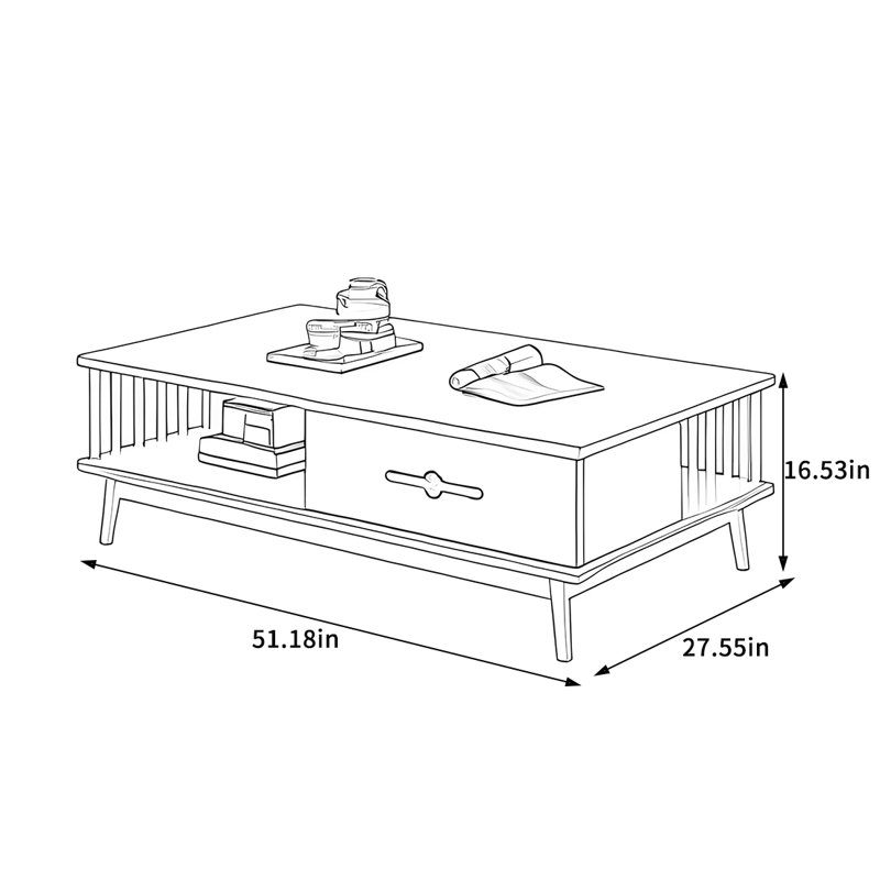 Table basse en bois massif, Brun