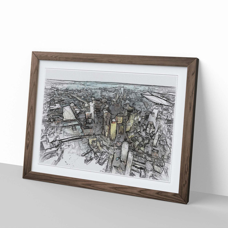 Boston Massachusetts in Abstract - Picture Frame Graphic Art Print, 62cm H x 87cm W x 2cm D, Walnut Framed