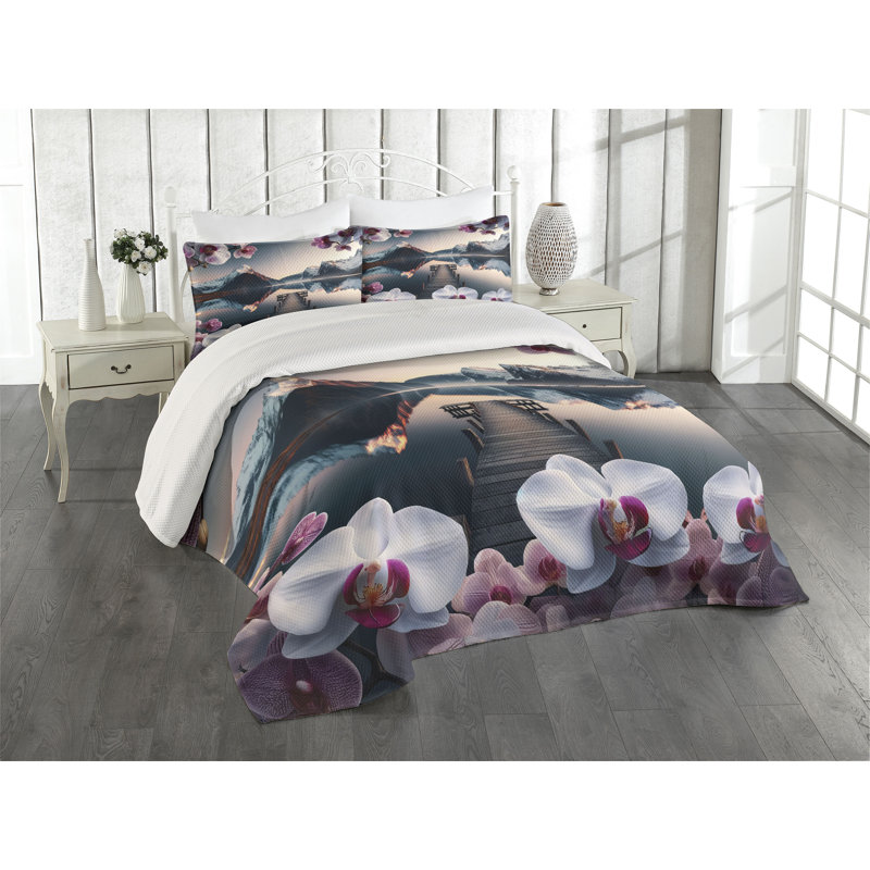 Polyester Floral Coverlet, King Coverlet + 2 Standard Shams