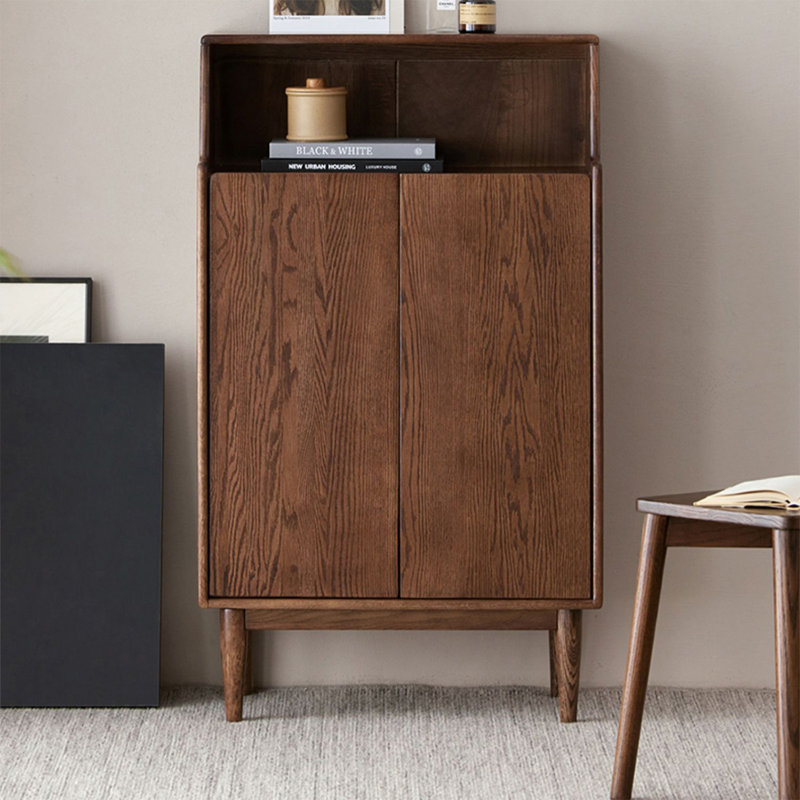 Modern Nut-Brown Solid Wood Shoe Storage, Nut-Brown