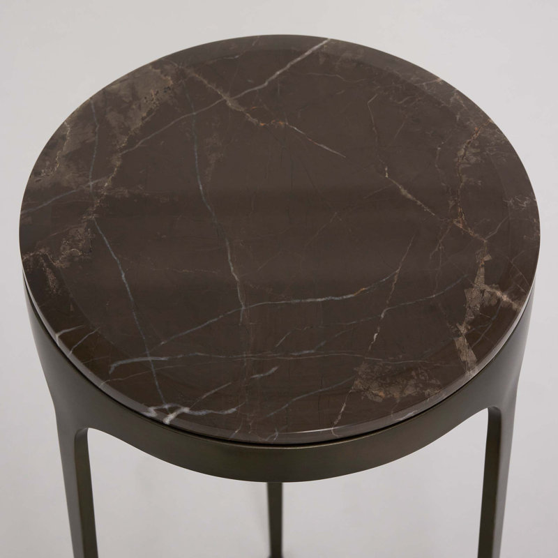 Camilla Marble End Table, Antique Bronze, Terra Brown, 22" H x 11" W x 11" D