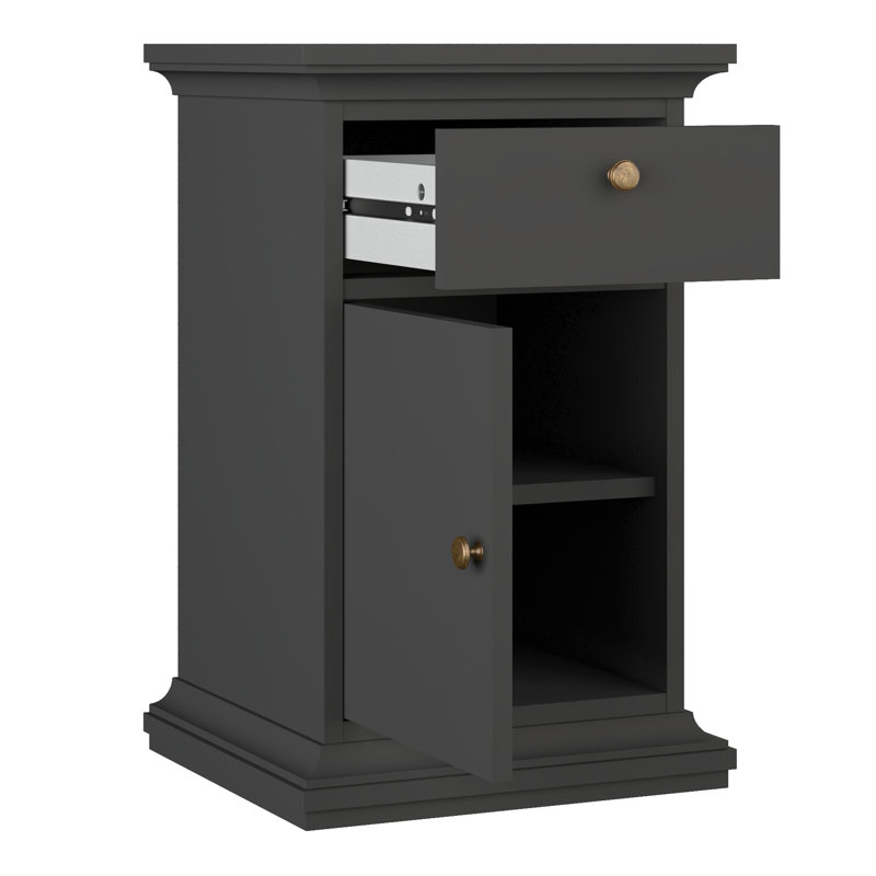 Adianey 43.6cm W Manufactured Wood Bedside Table, Grey