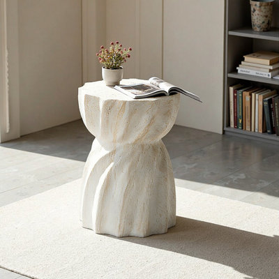 Table d'appoint extérieure Faux Terrazzo - Tabouret de jardin moderne en ciment pour patio