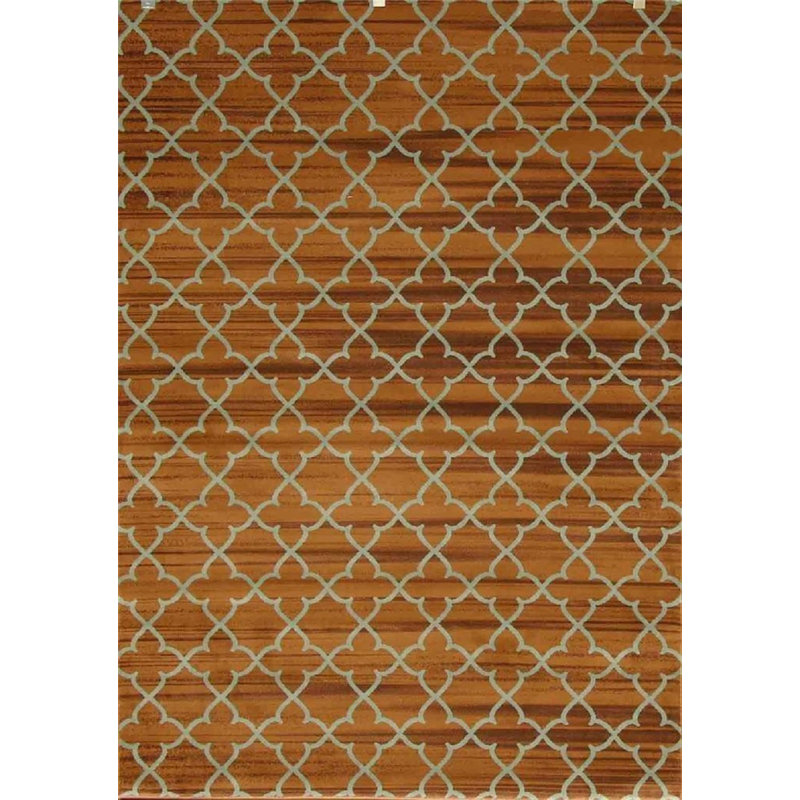 Tapis décoratif intérieur/extérieur à motif géométrique brun Alanson, Rectangle de 2 pi x 3 pi
