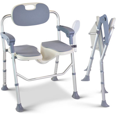 Folding Shower Chair, U Shape Shower Chair with 5-Level Adjustable, Non-Slip Feet for Private Washing
