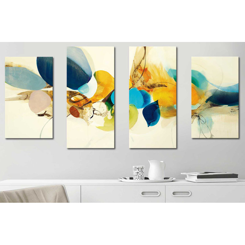 « Couleur candide »-ensemble de 4 reproductions d’art sur toile tendue, H 38 po x l 72 po x P 1,5 po